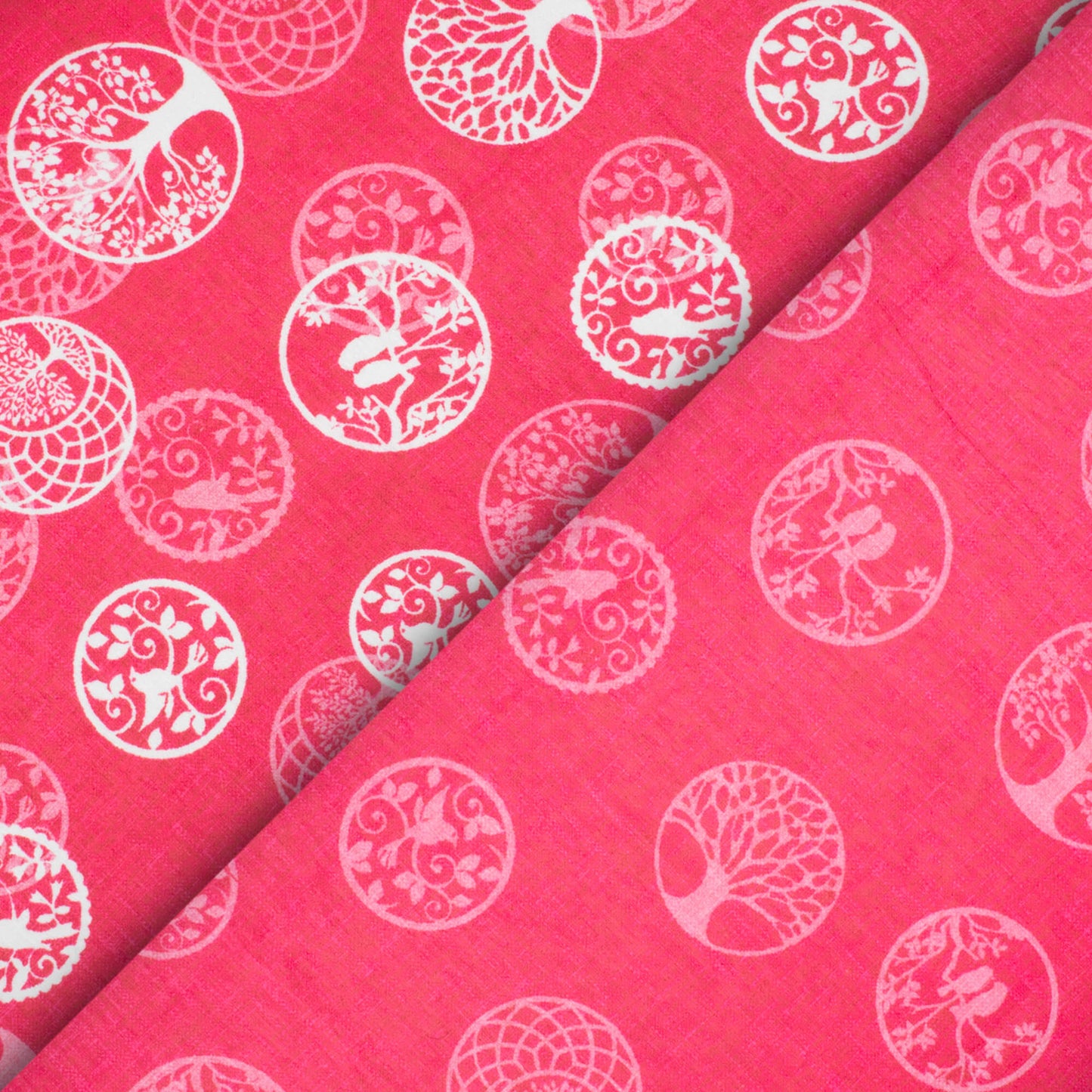 Fandango Pink And White Quirky Pattern Digital Print Lush Satin Fabric