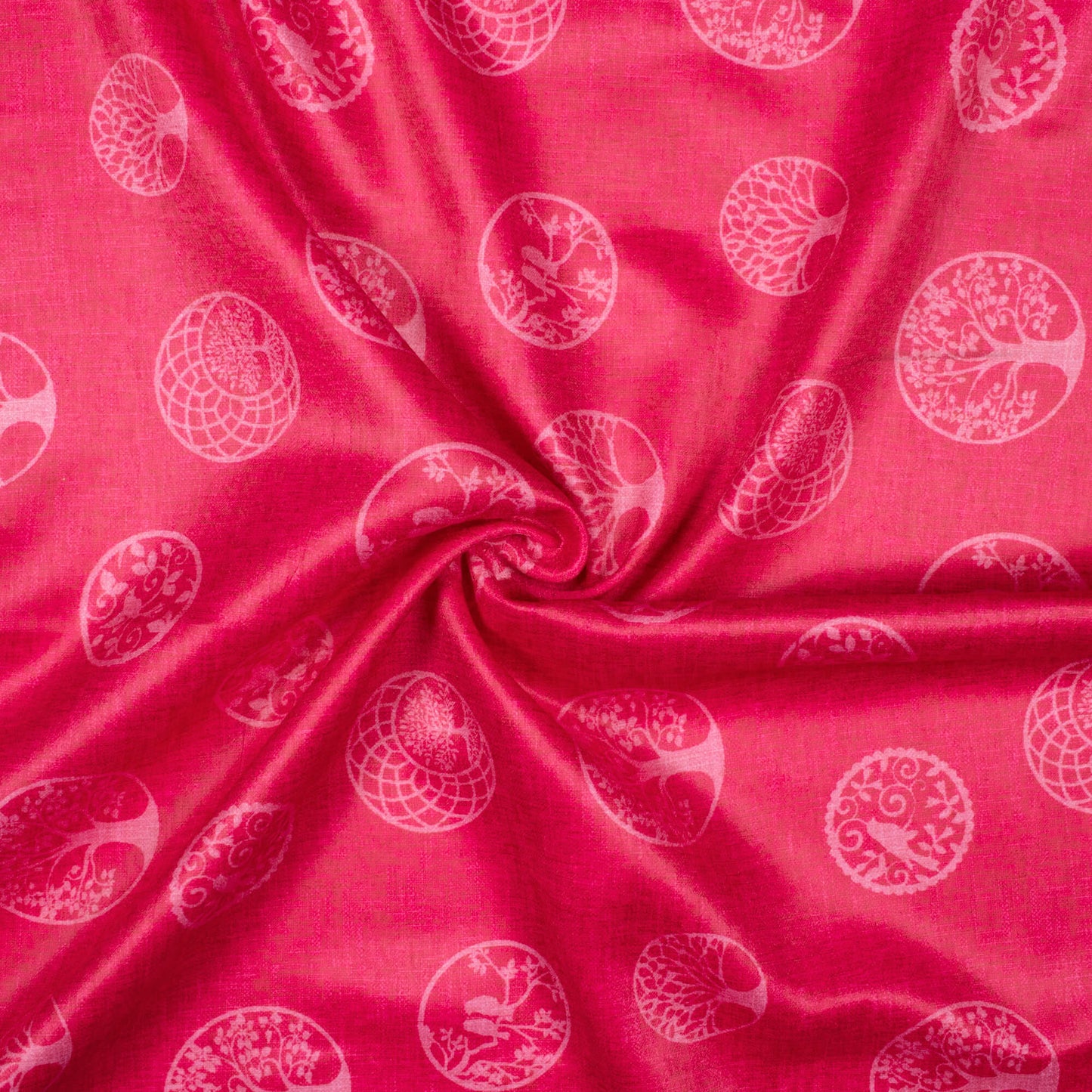 Fandango Pink Quirky Pattern Digital Print Lush Satin Fabric
