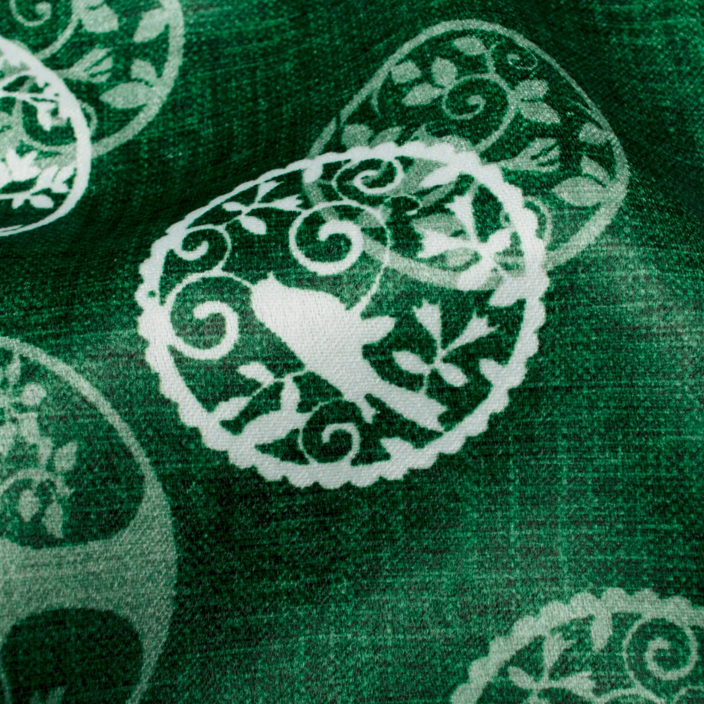 Sacramento Green And White Quirky Pattern Digital Print Lush Satin Fabric