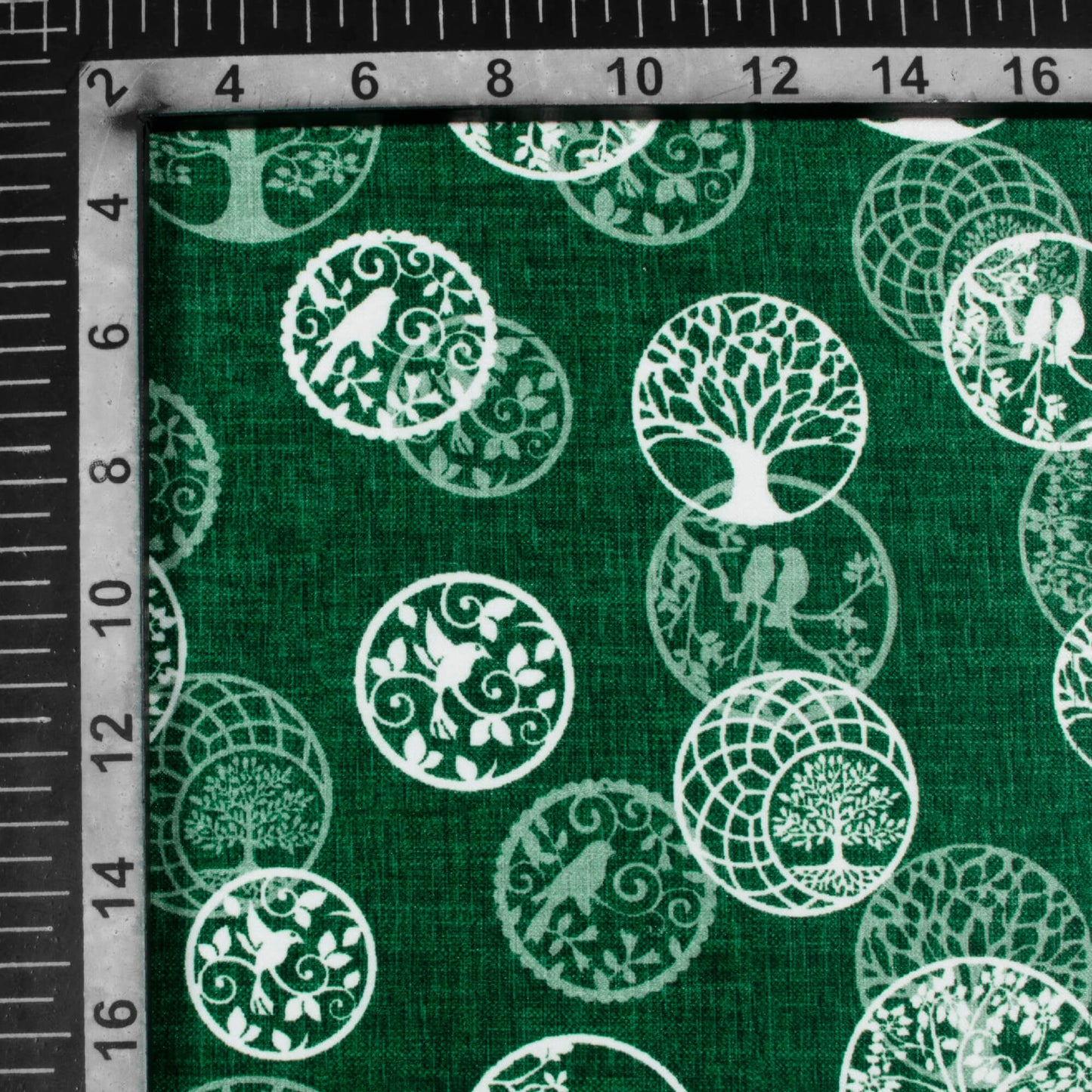 Sacramento Green And White Quirky Pattern Digital Print Lush Satin Fabric