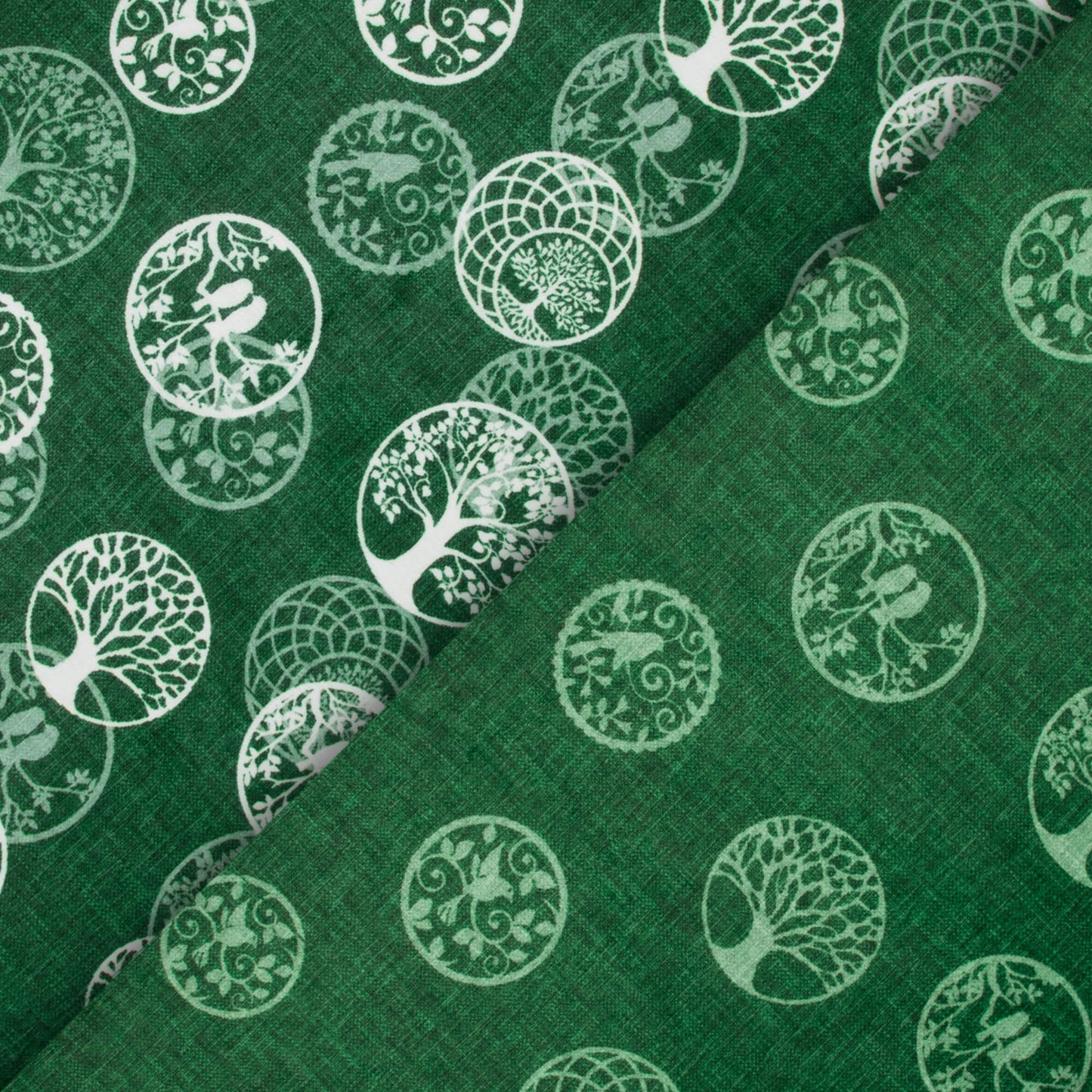 Sacramento Green Quirky Pattern Digital Print Lush Satin Fabric