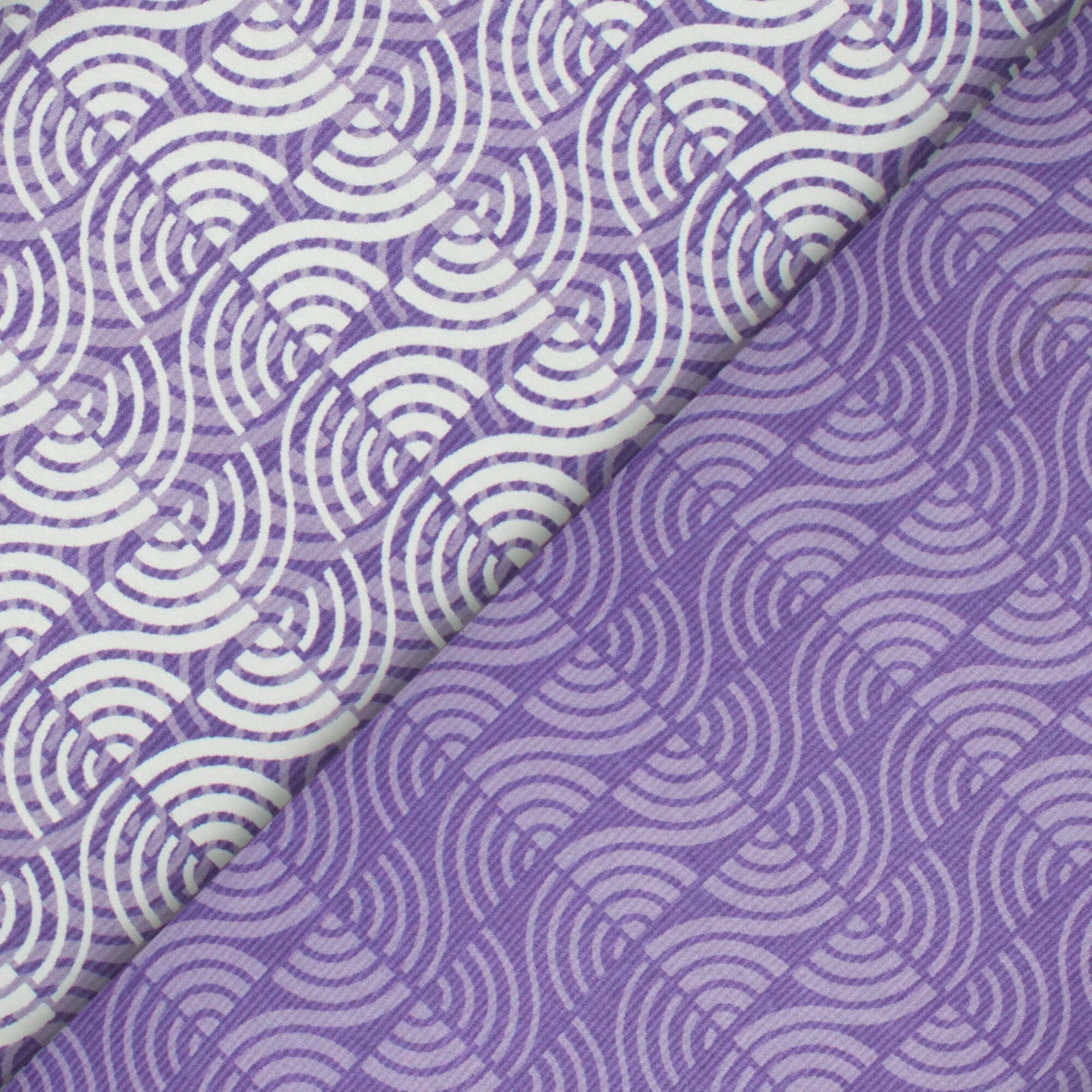Violet Purple And White Geometric Pattern Digital Print Lush Satin Fabric