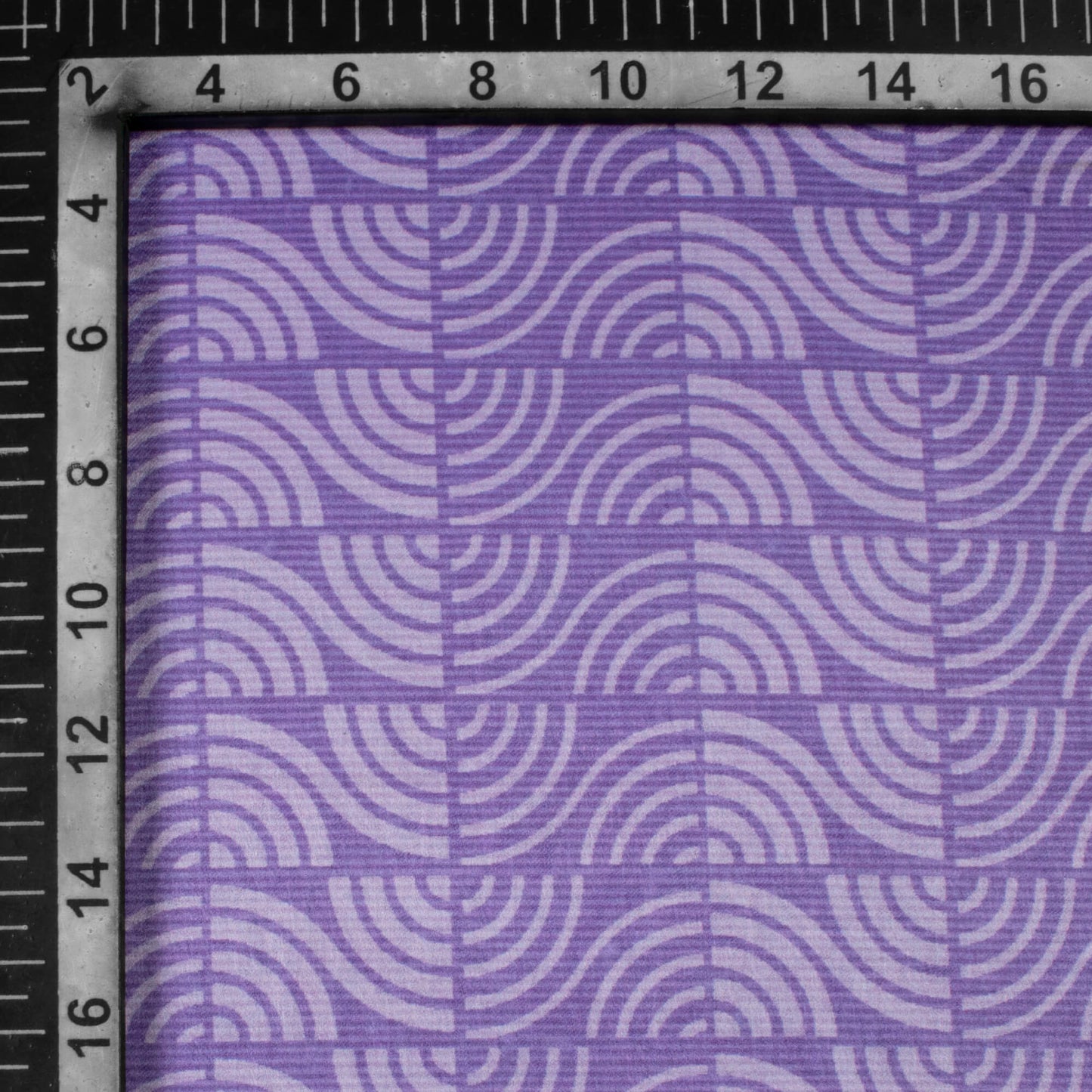 Violet Purple Geometric Pattern Digital Print Lush Satin Fabric