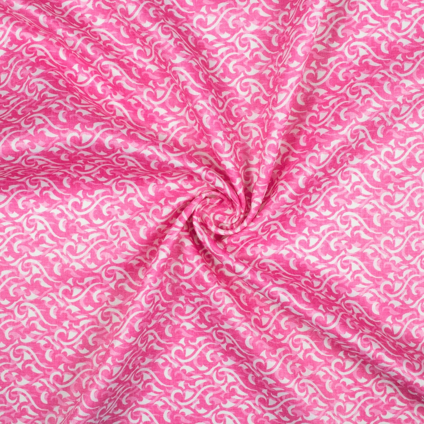 Taffy Pink And White Abstract Pattern Digital Print Lush Satin Fabric