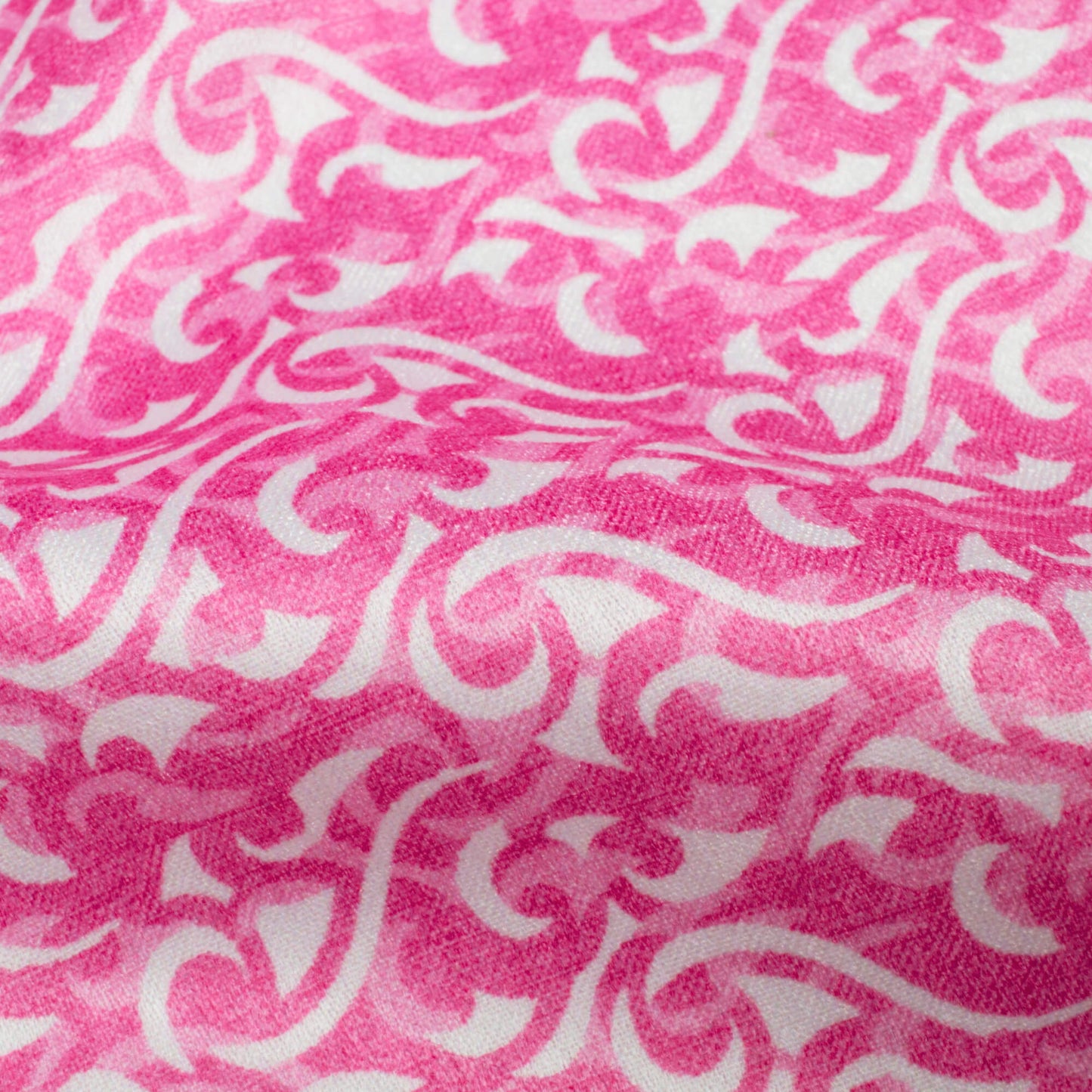 Taffy Pink And White Abstract Pattern Digital Print Lush Satin Fabric