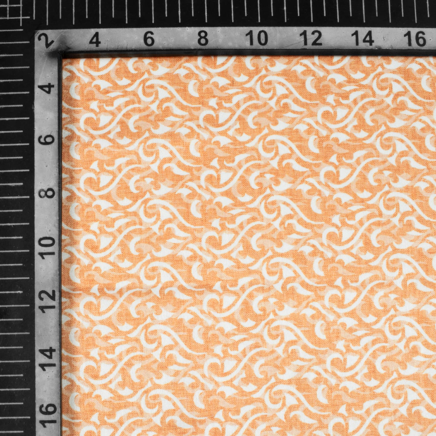 Melon Orange And White Abstract Pattern Digital Print Lush Satin Fabric