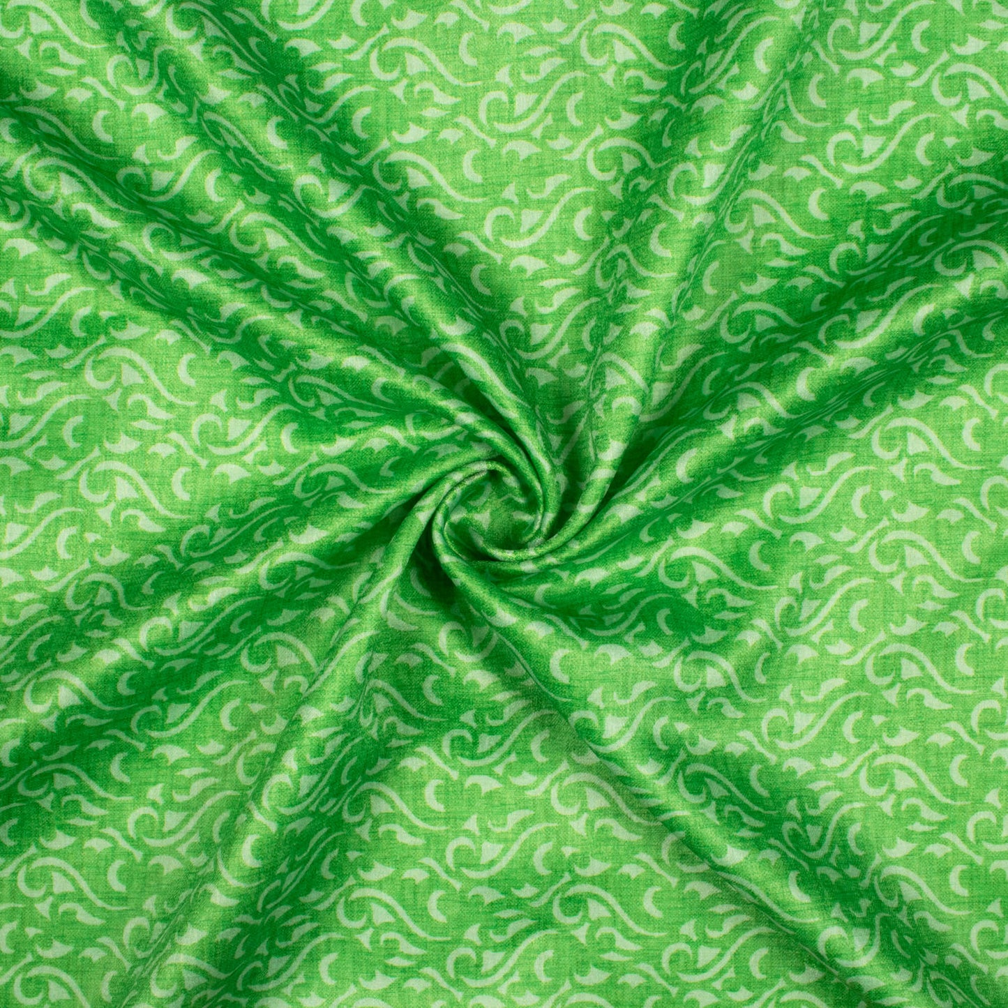 Parakeet Green Abstract Pattern Digital Print Lush Satin Fabric
