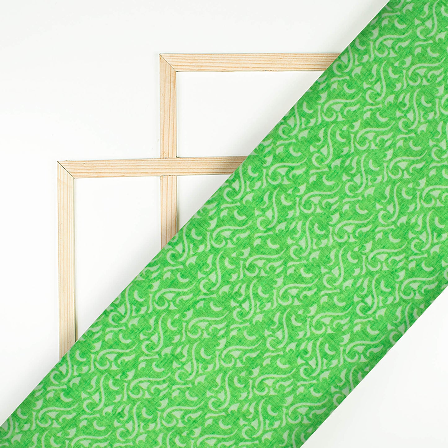 Parakeet Green Abstract Pattern Digital Print Lush Satin Fabric