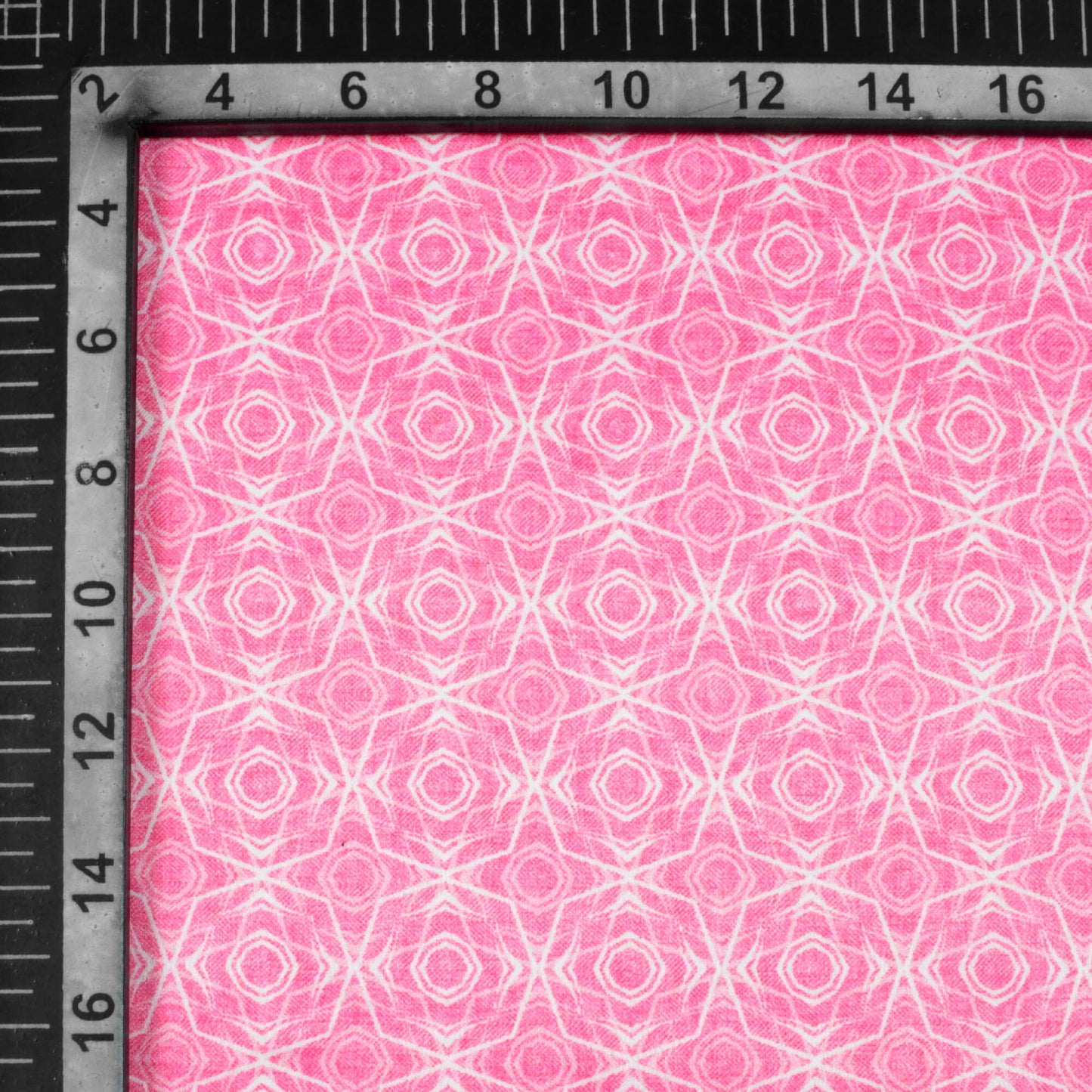 Taffy Pink And White Geometric Pattern Digital Print Lush Satin Fabric