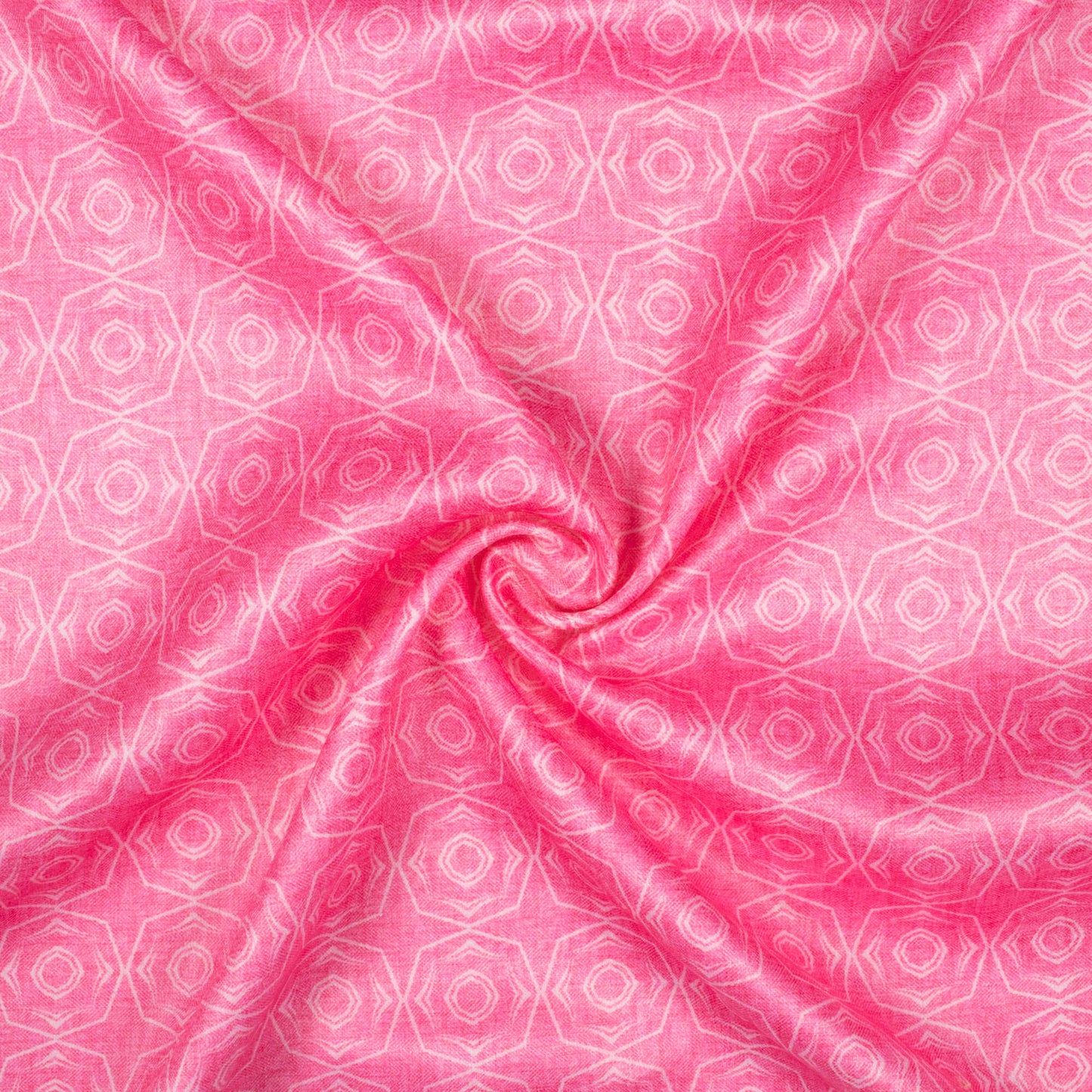 Taffy Pink Geometric Pattern Digital Print Lush Satin Fabric