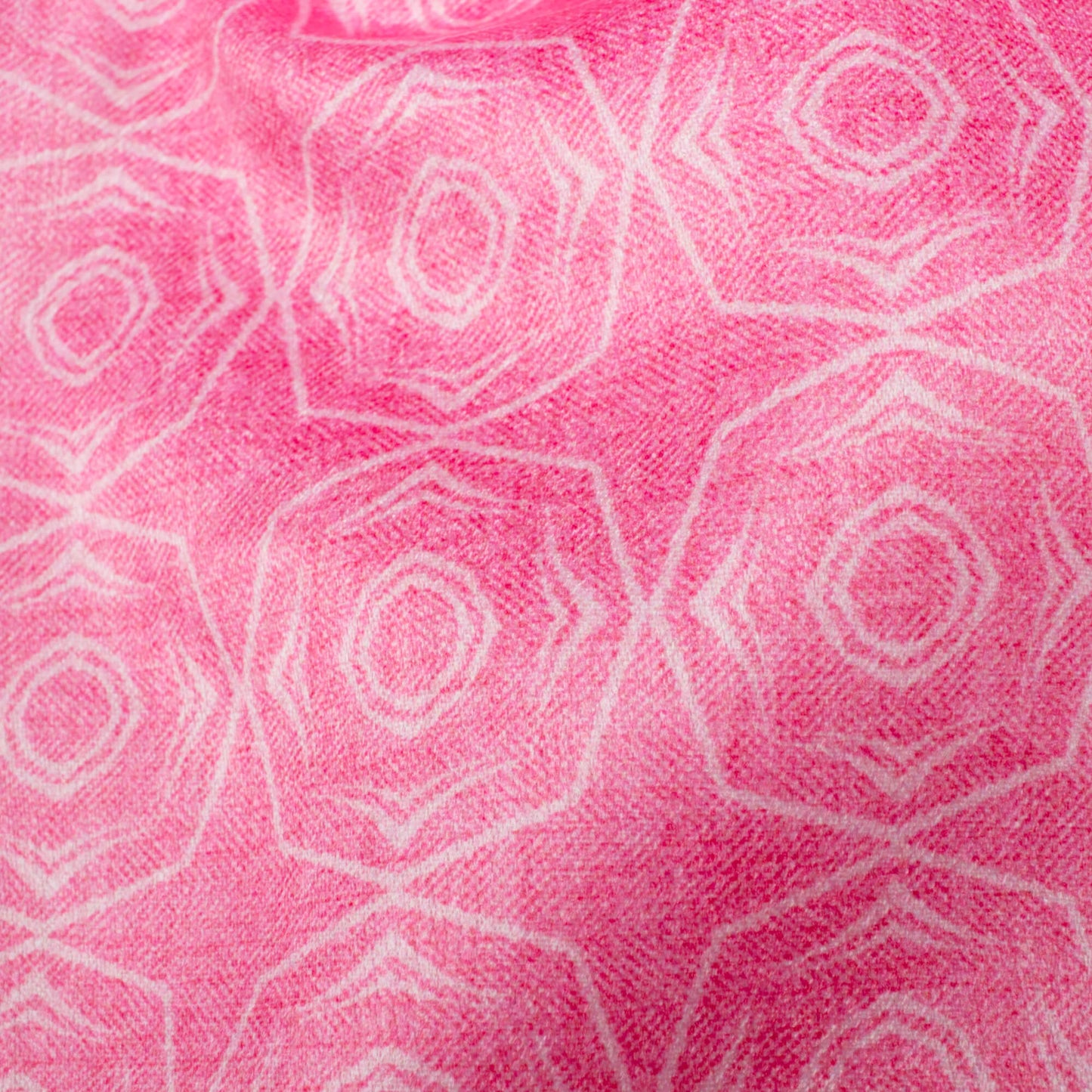 Taffy Pink Geometric Pattern Digital Print Lush Satin Fabric