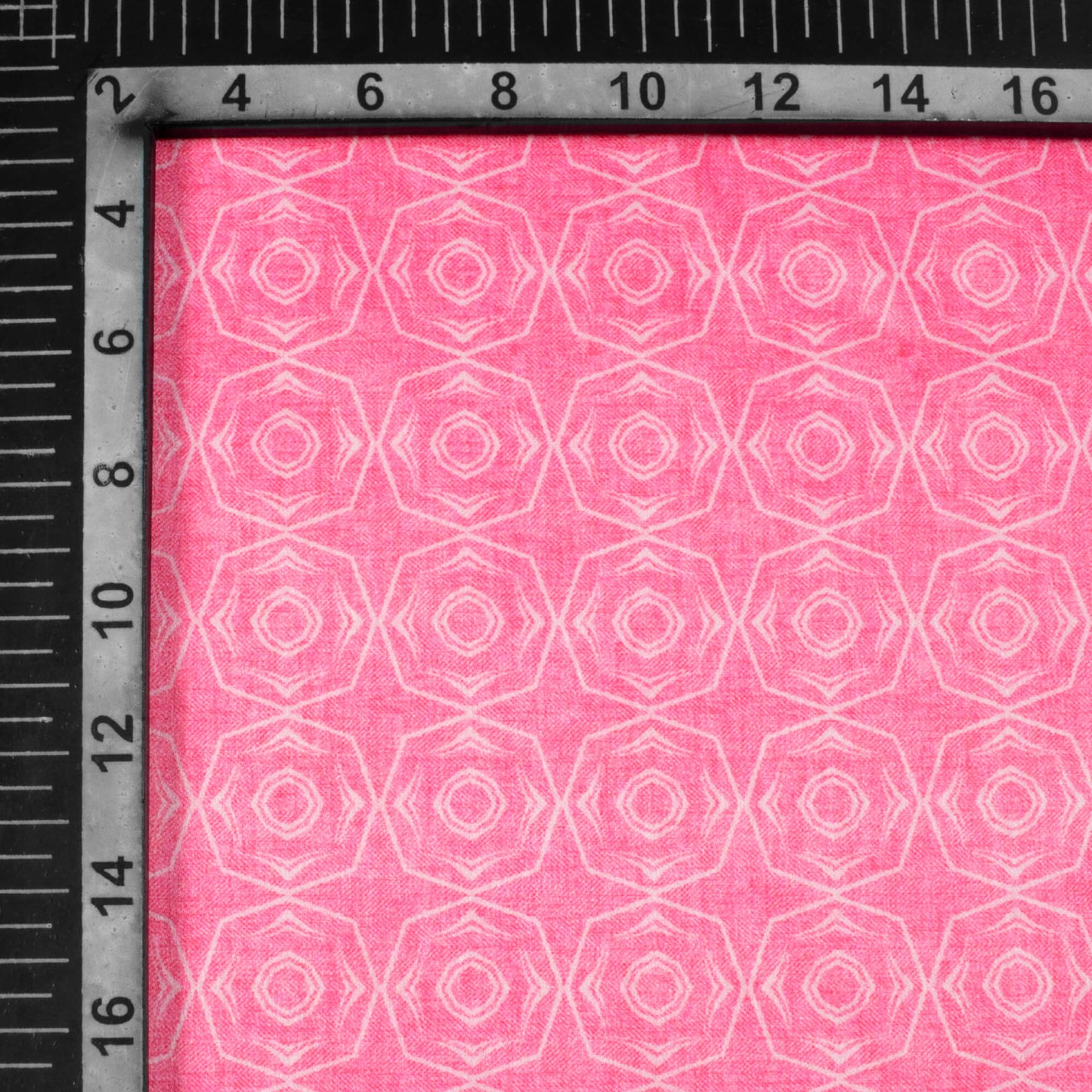 Taffy Pink Geometric Pattern Digital Print Lush Satin Fabric