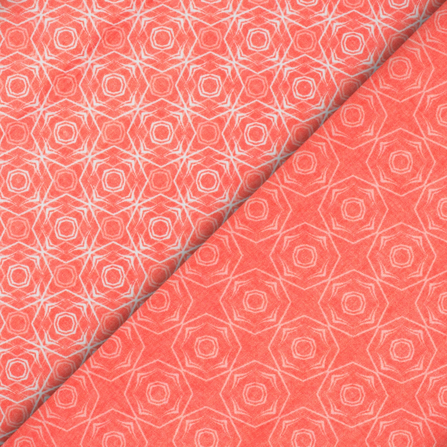 Desire Red And White Geometric Pattern Digital Print Lush Satin Fabric