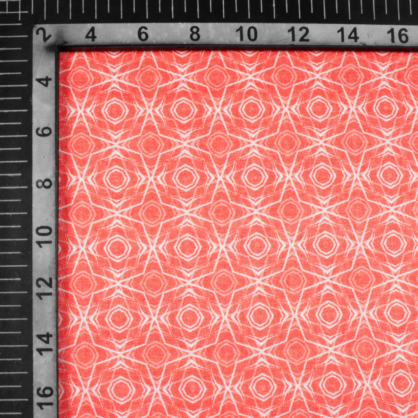 Desire Red And White Geometric Pattern Digital Print Lush Satin Fabric