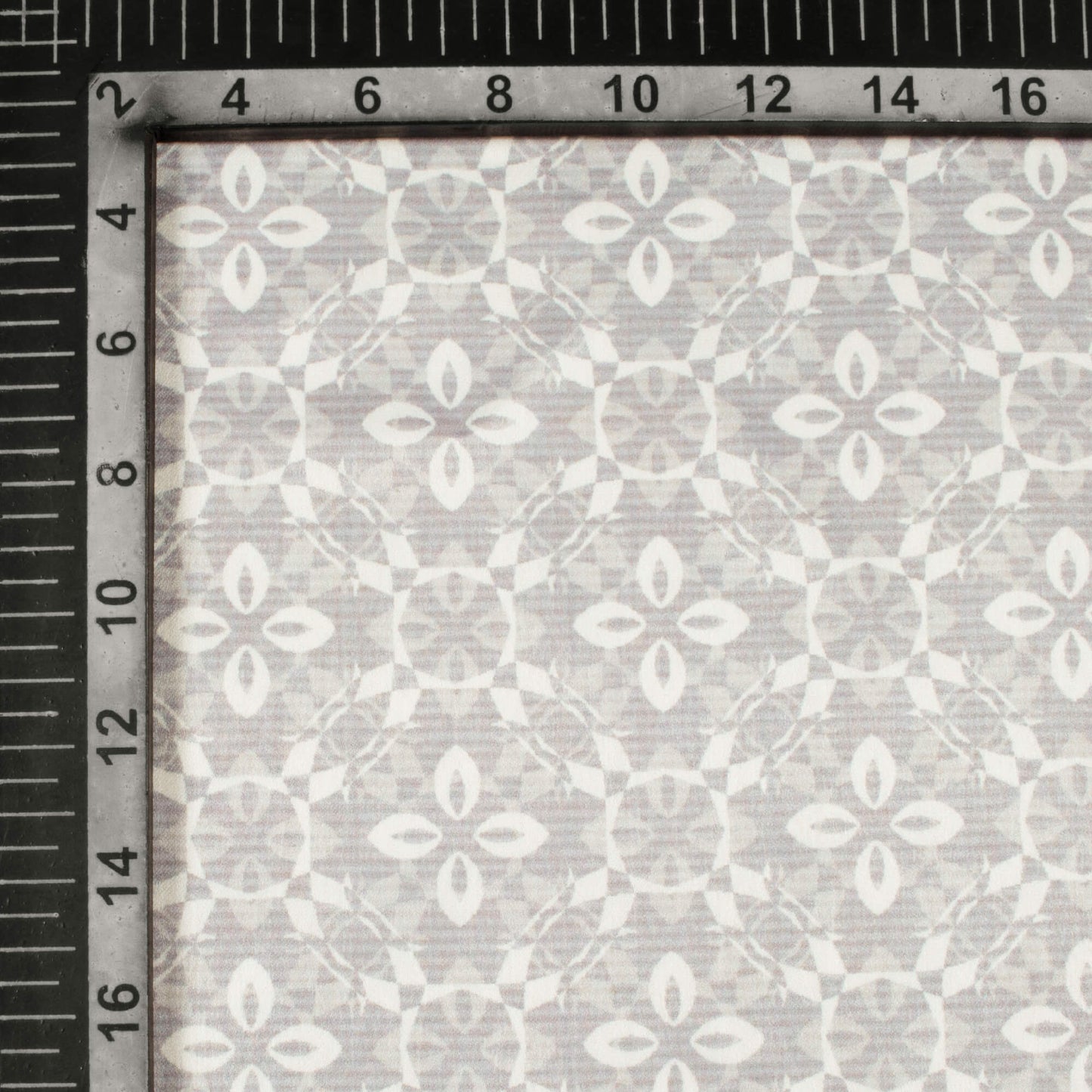 Dolphin Grey And White Floral Pattern Digital Print Lush Satin Fabric