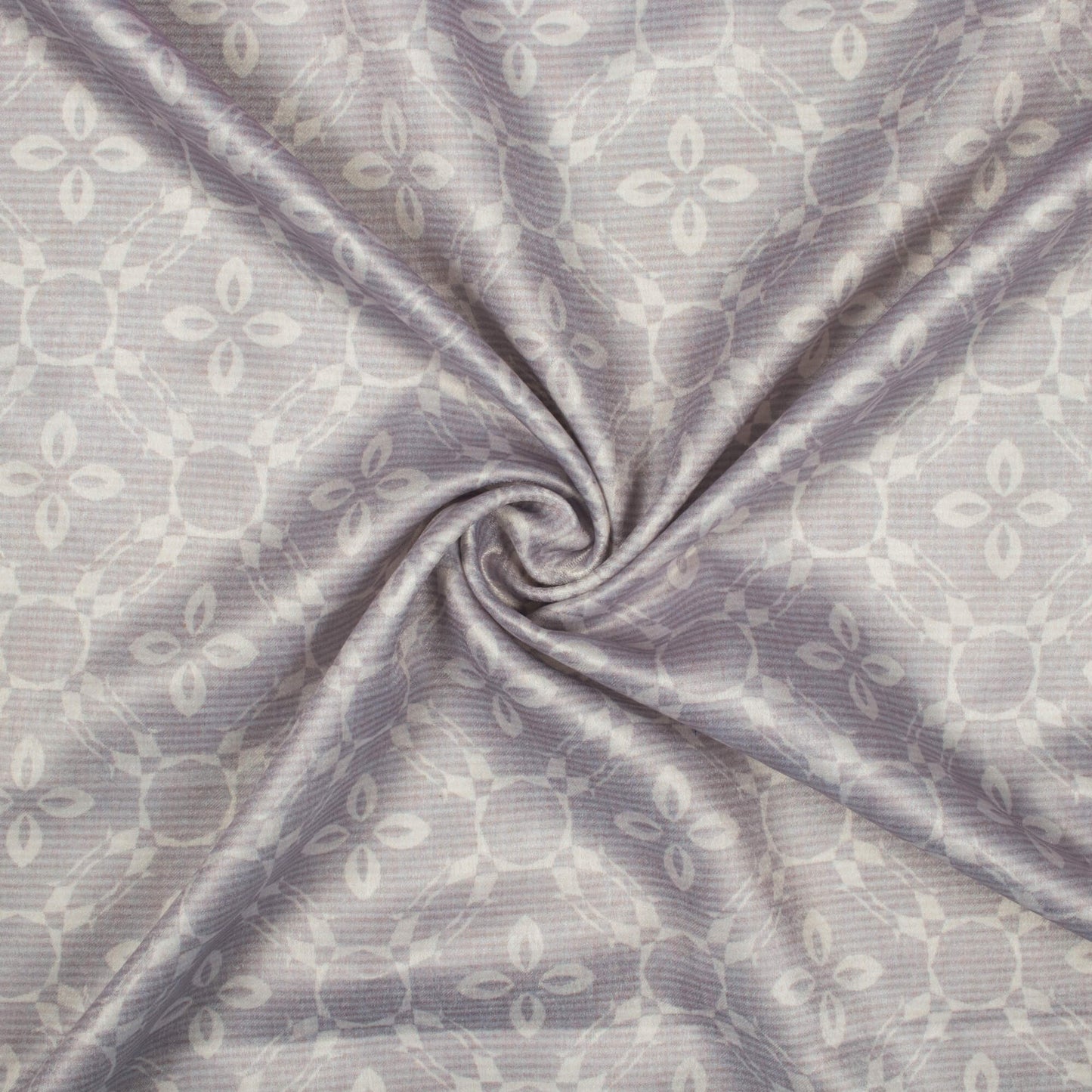 Dolphin Grey Floral Pattern Digital Print Lush Satin Fabric