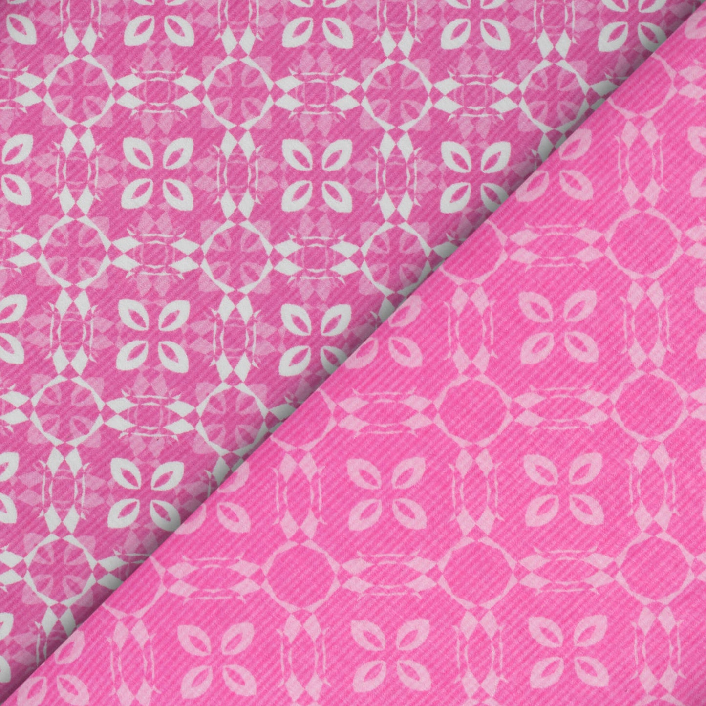 Taffy Pink And White Floral Pattern Digital Print Lush Satin Fabric