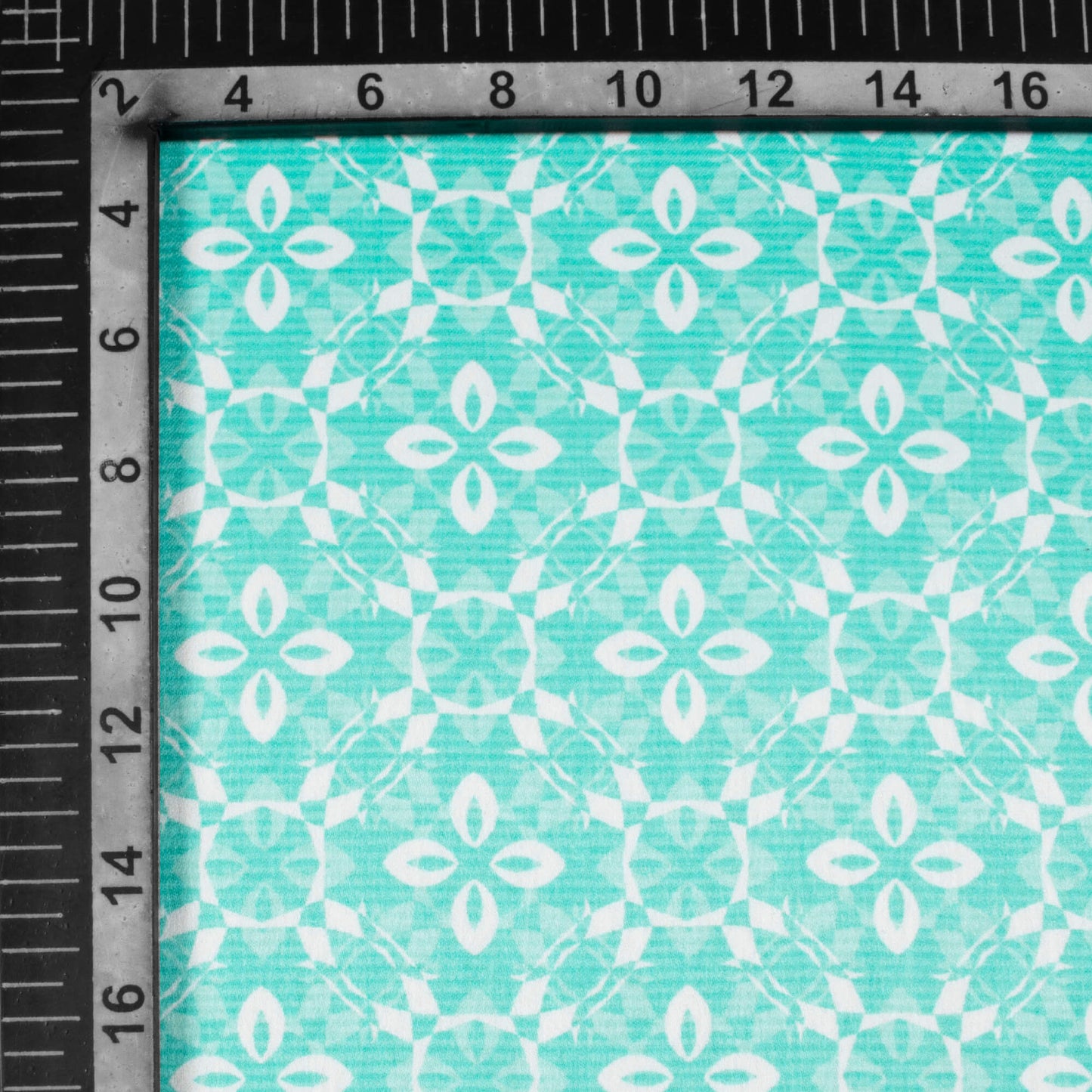 Electric Blue And White Floral Pattern Digital Print Lush Satin Fabric
