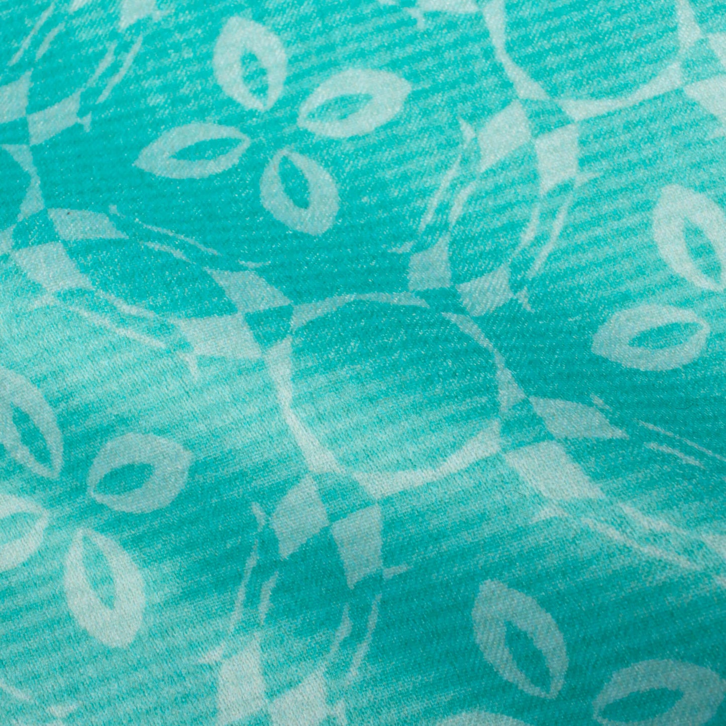 Electric Blue Floral Pattern Digital Print Lush Satin Fabric