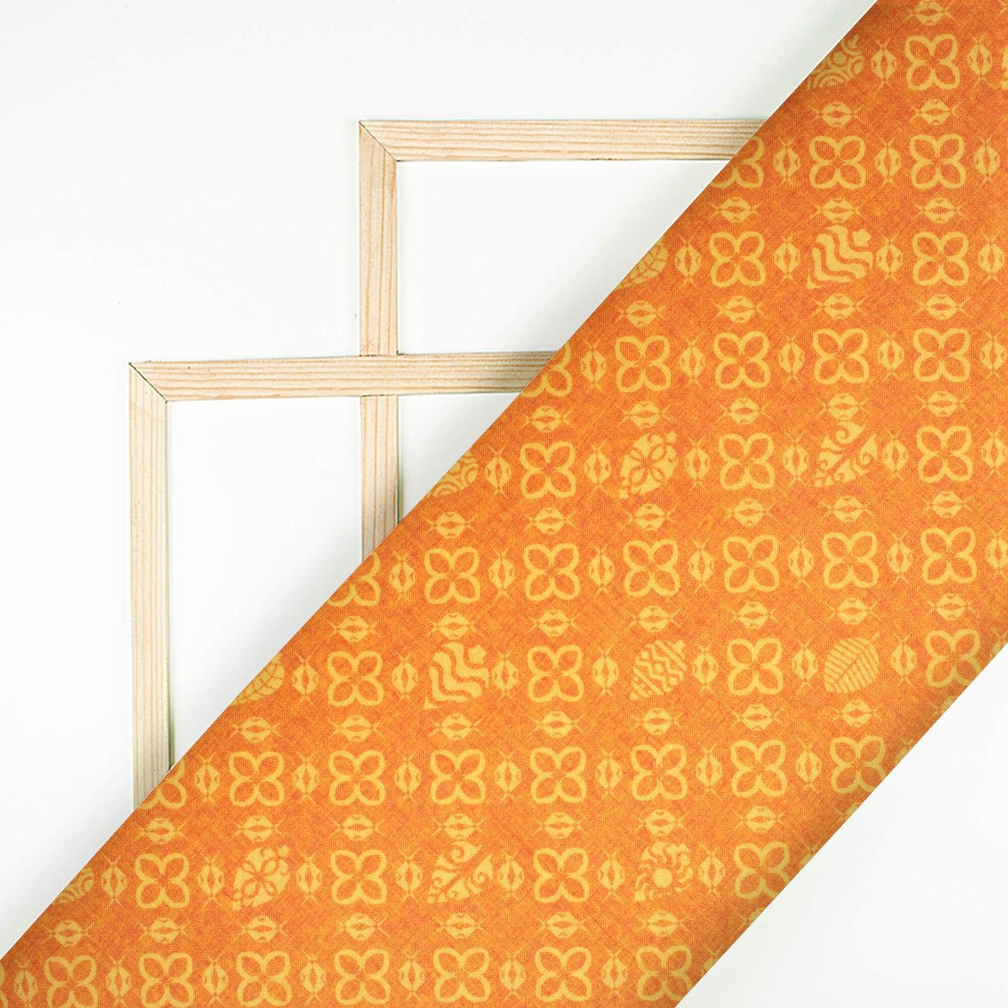 Squash Orange Traditional Pattern Digital Print Lush Satin Fabric