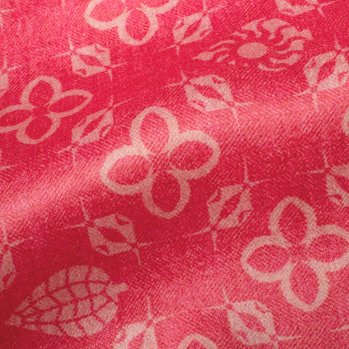 Brick Pink Traditional Pattern Digital Print Lush Satin Fabric