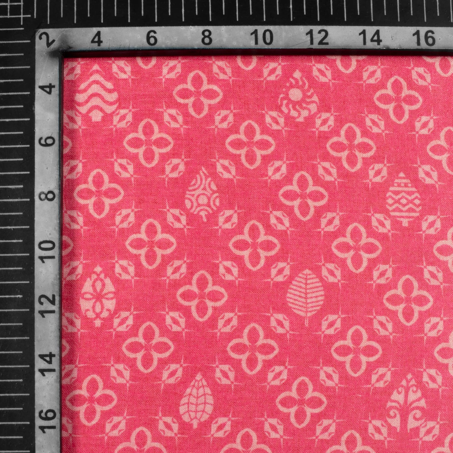 Brick Pink Traditional Pattern Digital Print Lush Satin Fabric