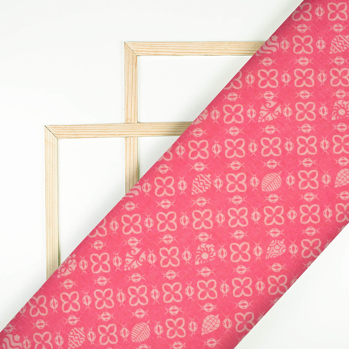 Brick Pink Traditional Pattern Digital Print Lush Satin Fabric