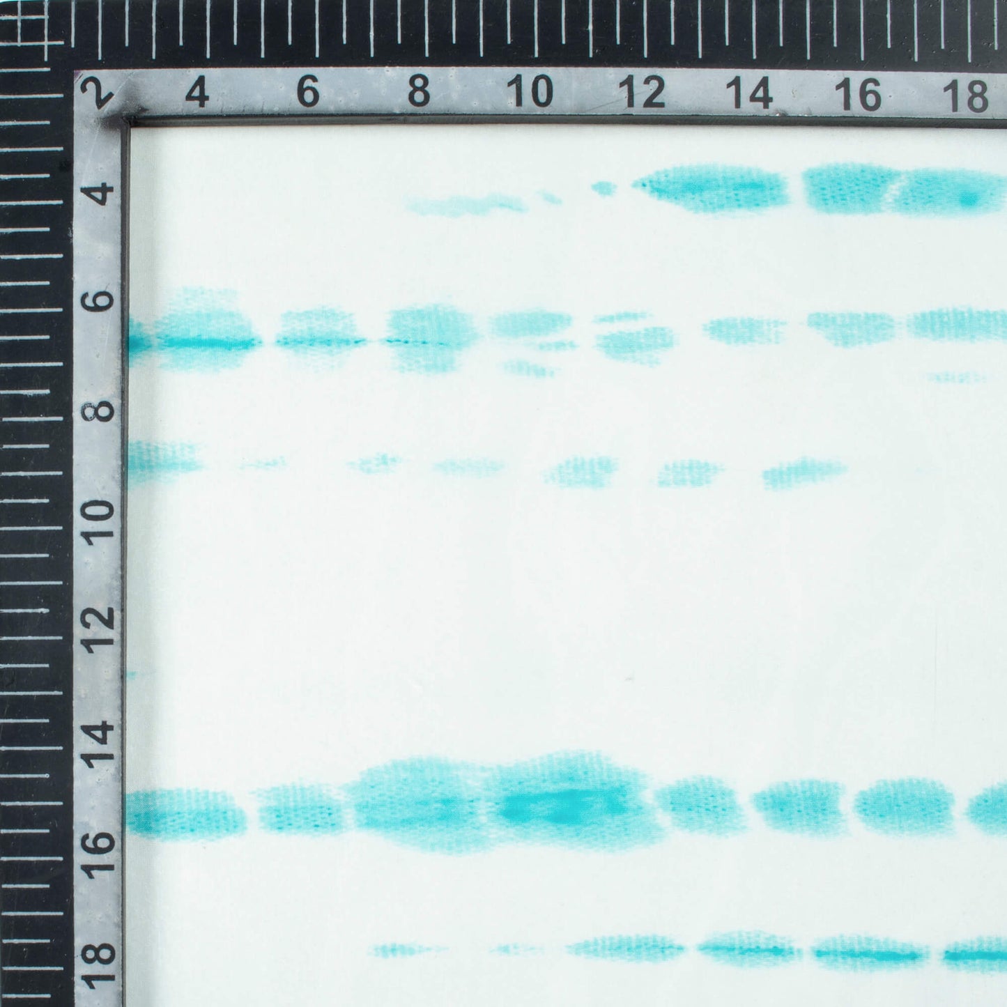 White And Maya Blue Shiiborii Pattern Digital Print Organza Satin Fabric