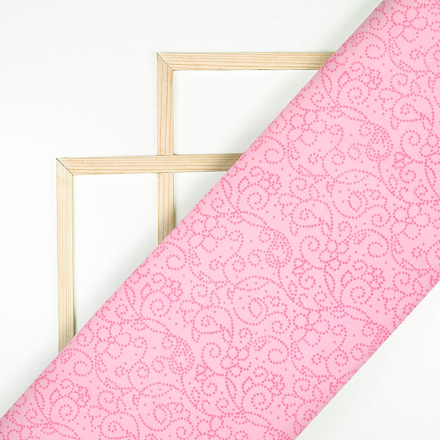 Baby Pink Bandhanii Pattern Digital Print Organza Satin Fabric
