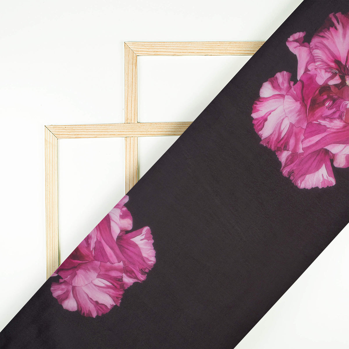 Black And Wine Purple Abstract Pattern Digital Print Organza Satin Fabric