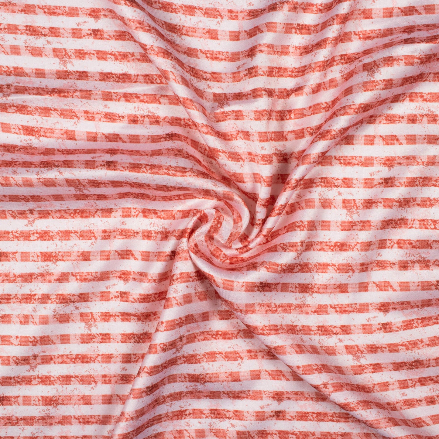 Blush Red And White Stripes Pattern Digital Print Crepe Silk Fabric
