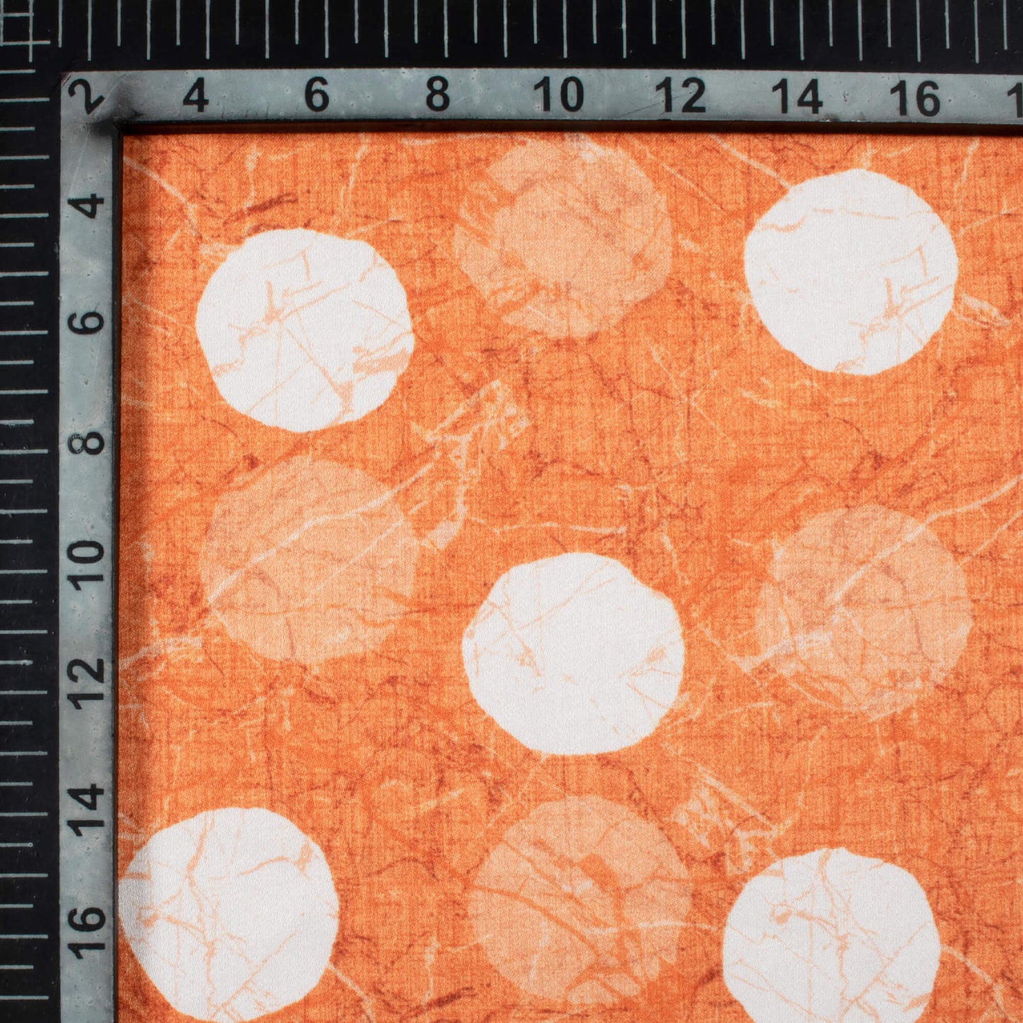 Burnt Orange And White Geometric Pattern Digital Print Crepe Silk Fabric
