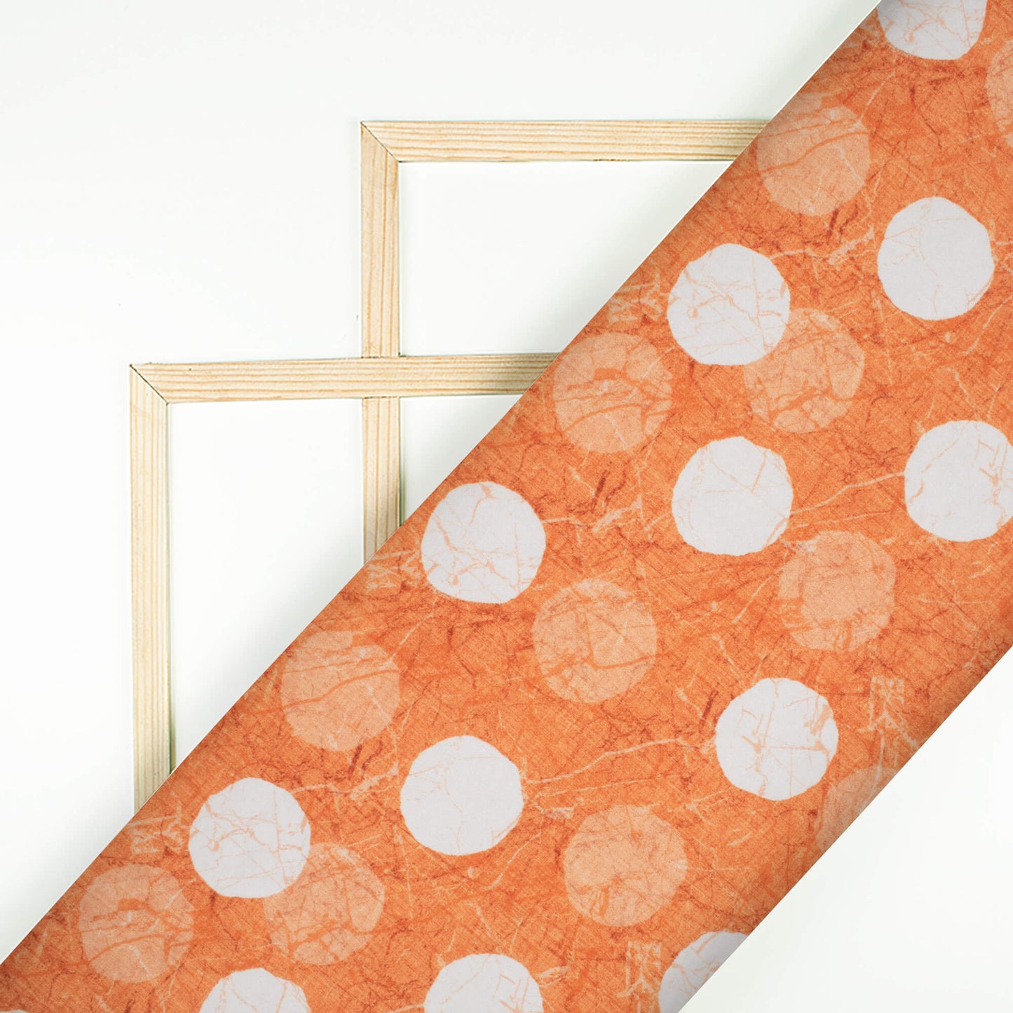 Burnt Orange And White Geometric Pattern Digital Print Crepe Silk Fabric
