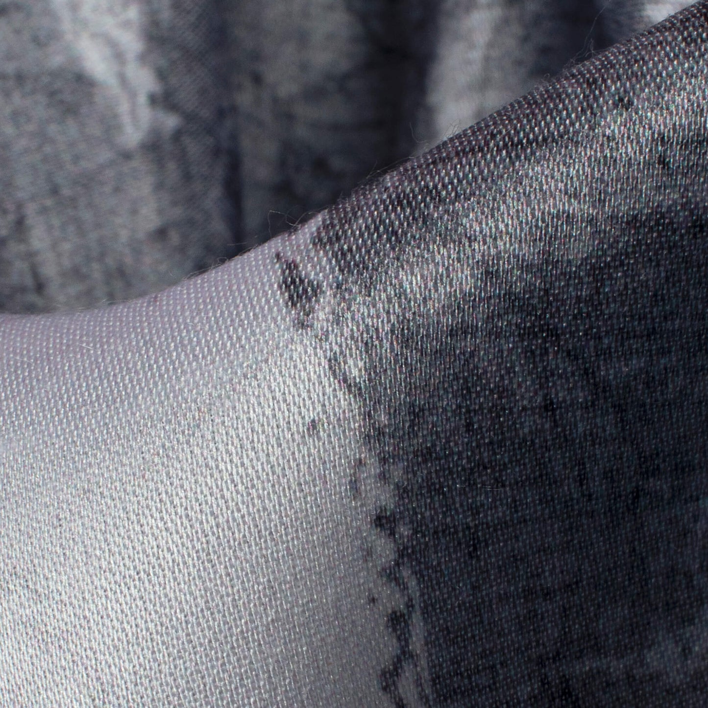 Grey And White Quirky Pattern Digital Print Crepe Silk Fabric