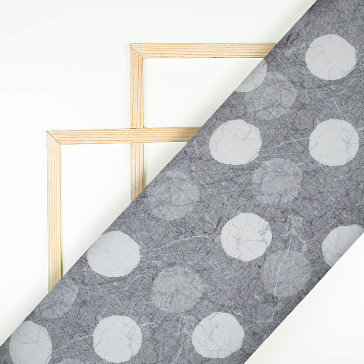 Grey And White Geometric Pattern Digital Print Crepe Silk Fabric