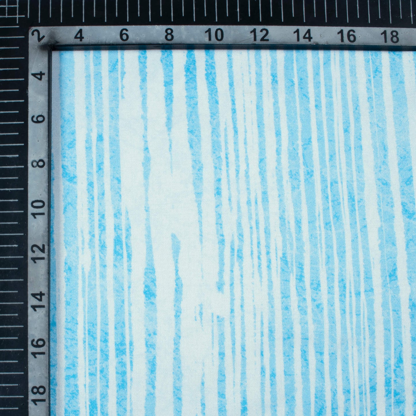 Baby Blue And White Abstract Pattern Digital Print Crepe Silk Fabric