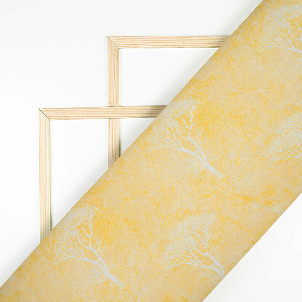 Mellow Yellow And White Floral Pattern Digital Print Crepe Silk Fabric