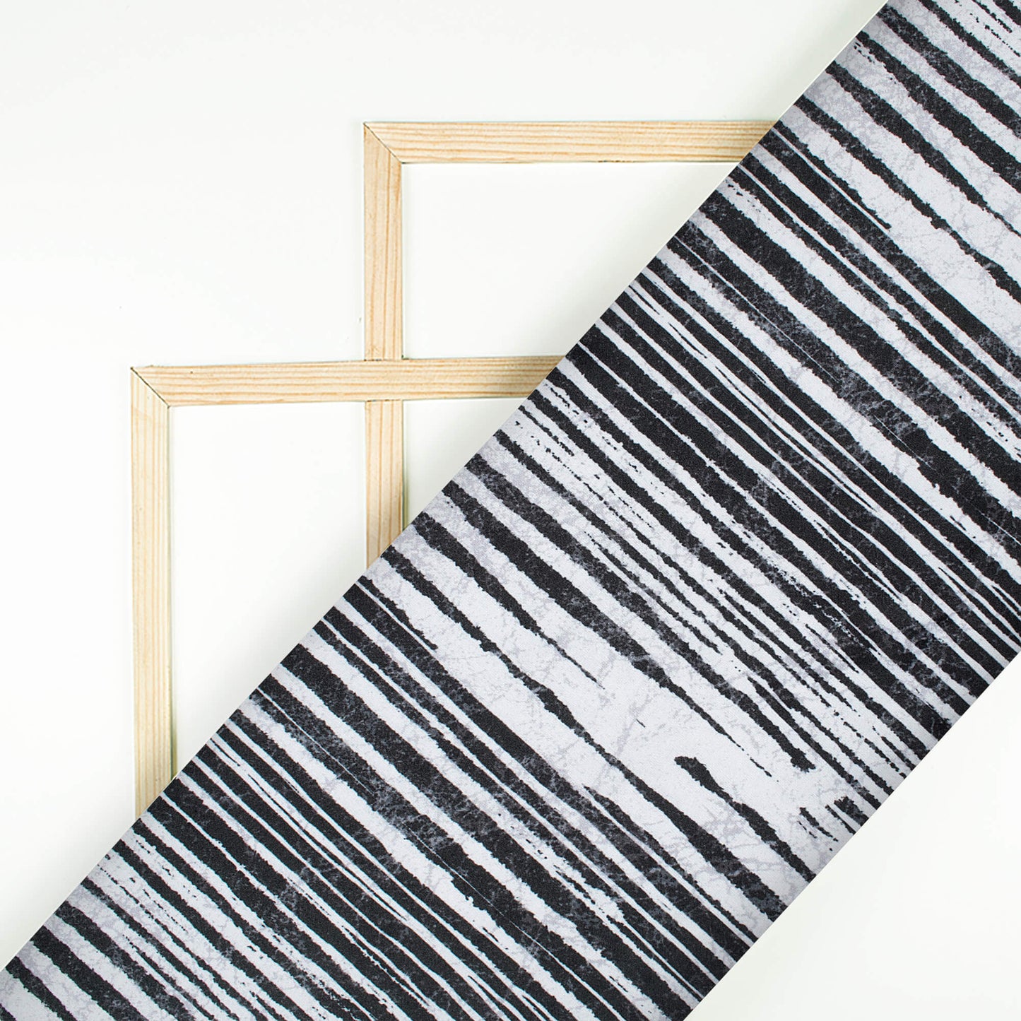 Black And White Abstract Pattern Digital Print Crepe Silk Fabric