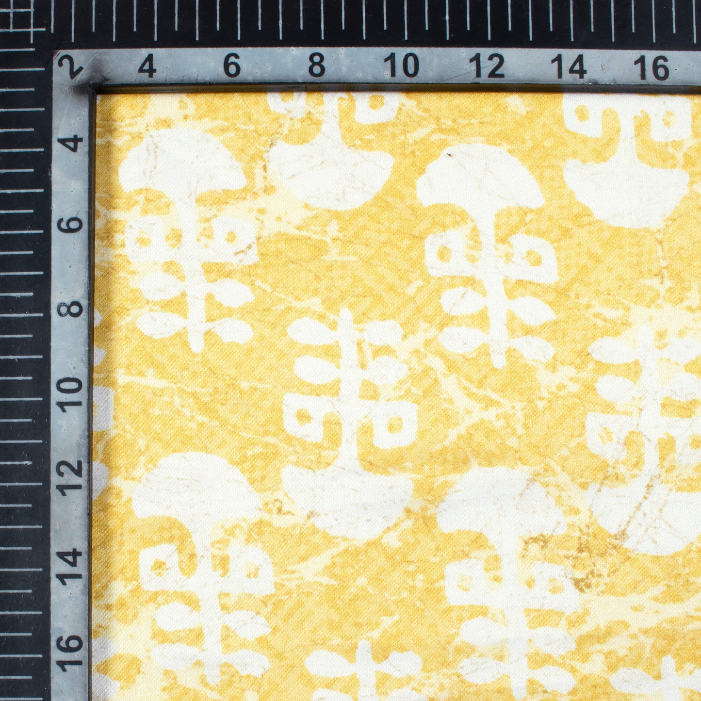 Mellow Yellow And White Booti Pattern Digital Print Crepe Silk Fabric