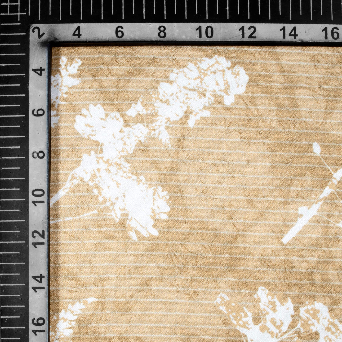 Tortilla Brown And White Leaf Pattern Digital Print Crepe Silk Fabric
