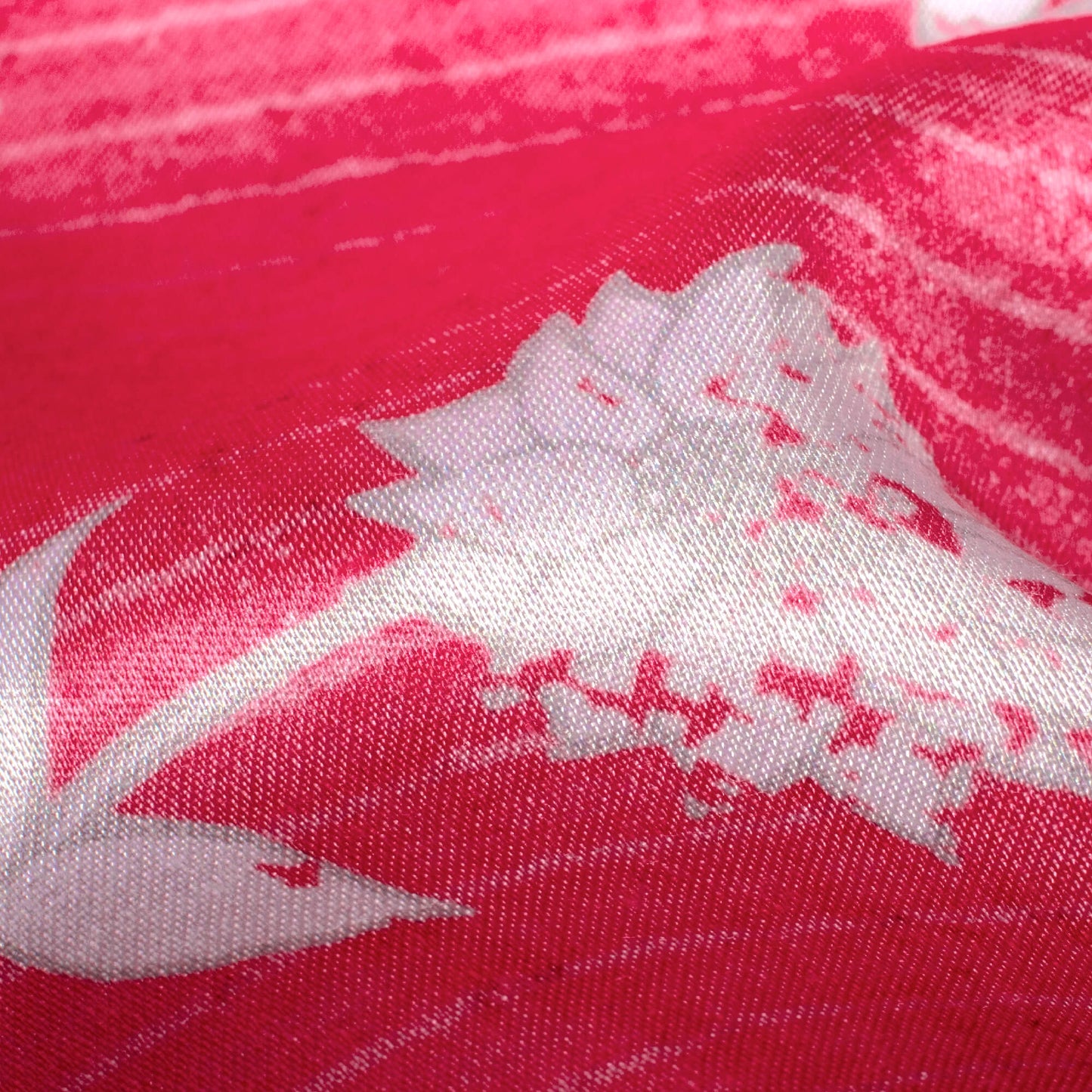 Hot Pink And White Floral Pattern Digital Print Crepe Silk Fabric