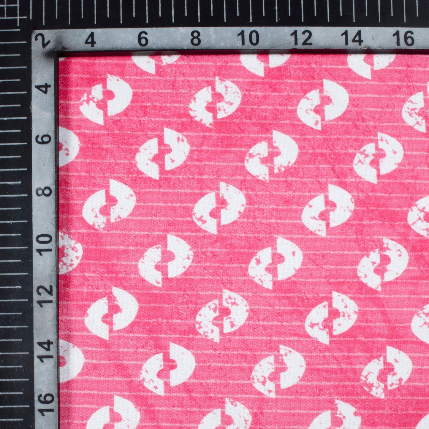 Hot Pink And White Quirky Pattern Digital Print Crepe Silk Fabric