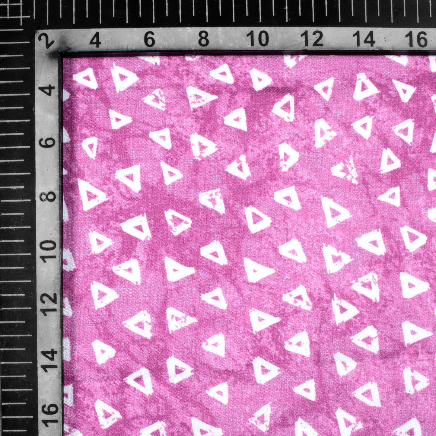 Orchid Purple And White Geometric Pattern Digital Print Crepe Silk Fabric