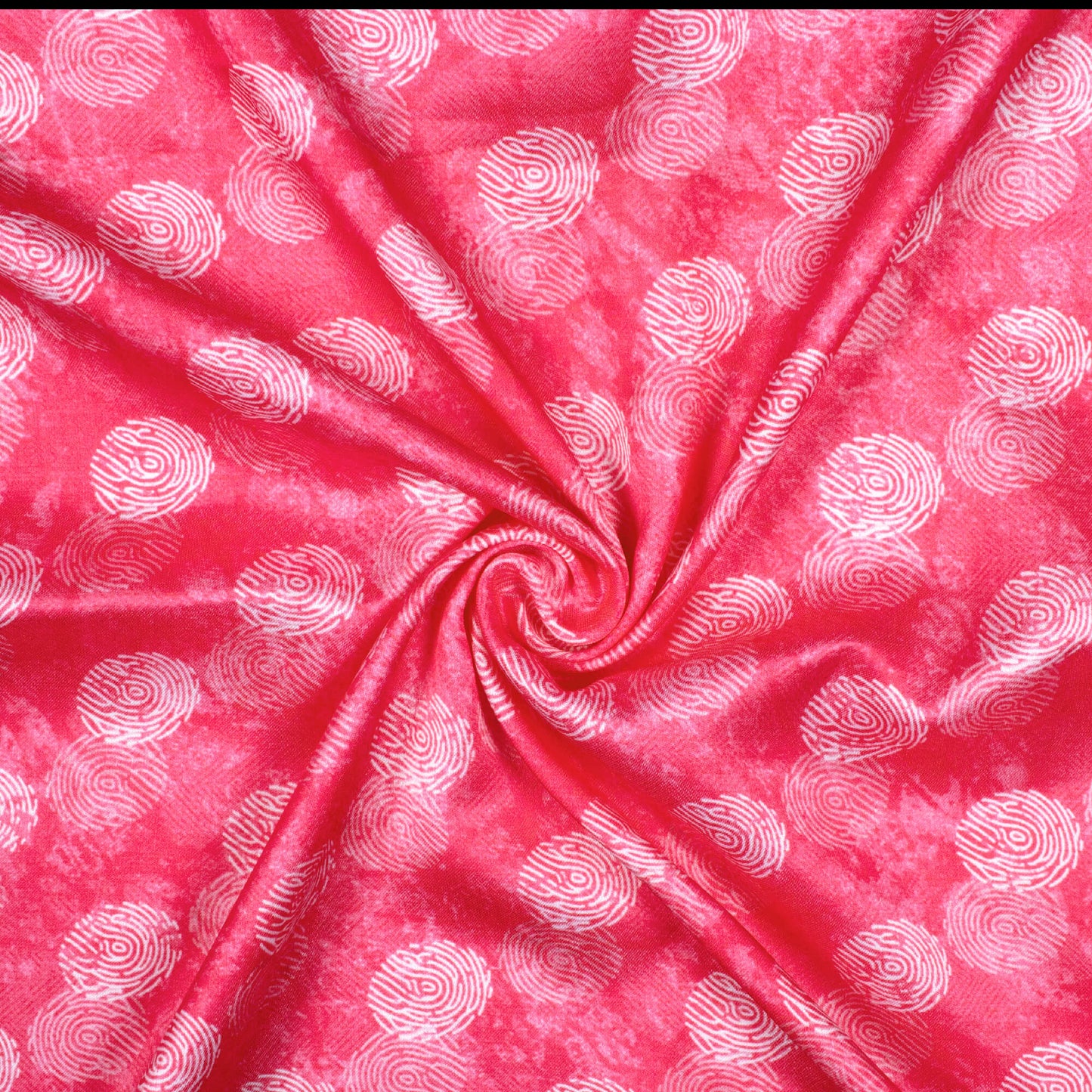 Deep Pink And White Quirky Pattern Digital Print Crepe Silk Fabric
