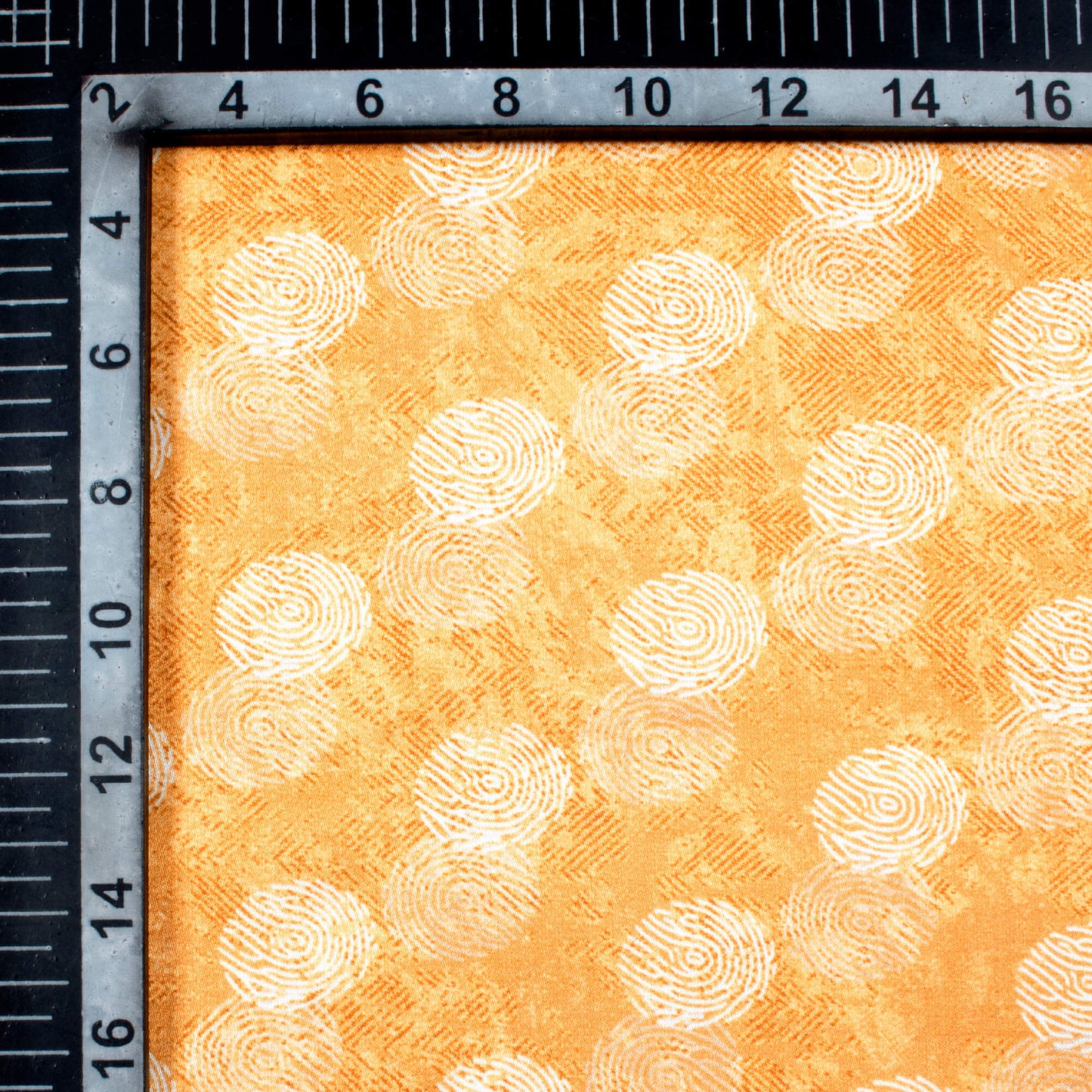 Dijon Yellow And White Quirky Pattern Digital Print Crepe Silk Fabric