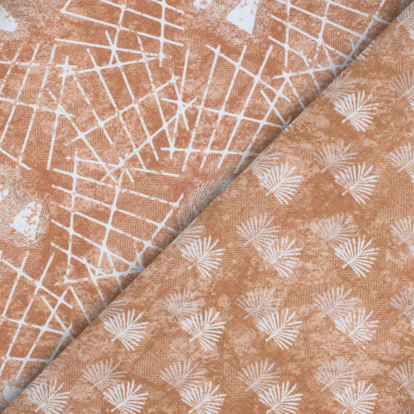 Beaver Brown And White Abstract Pattern Digital Print Crepe Silk Fabric