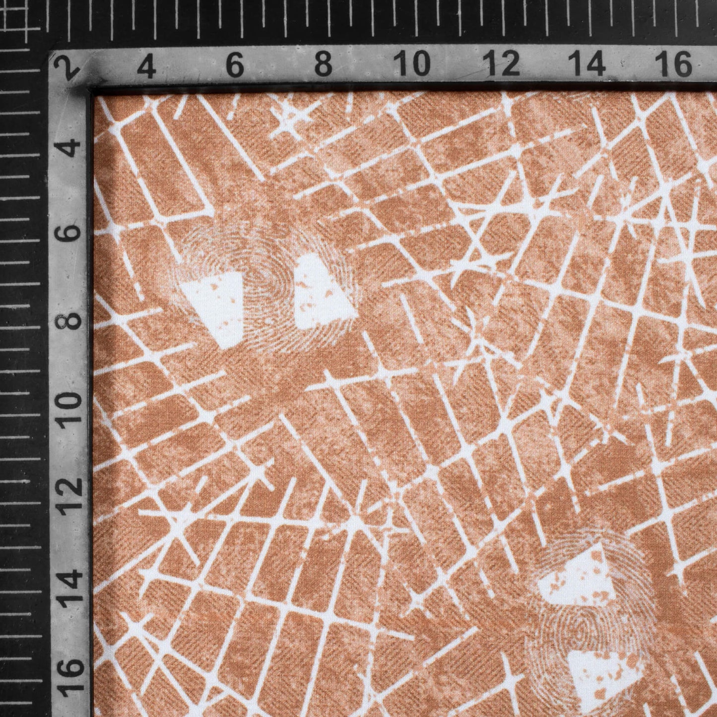 Beaver Brown And White Abstract Pattern Digital Print Crepe Silk Fabric