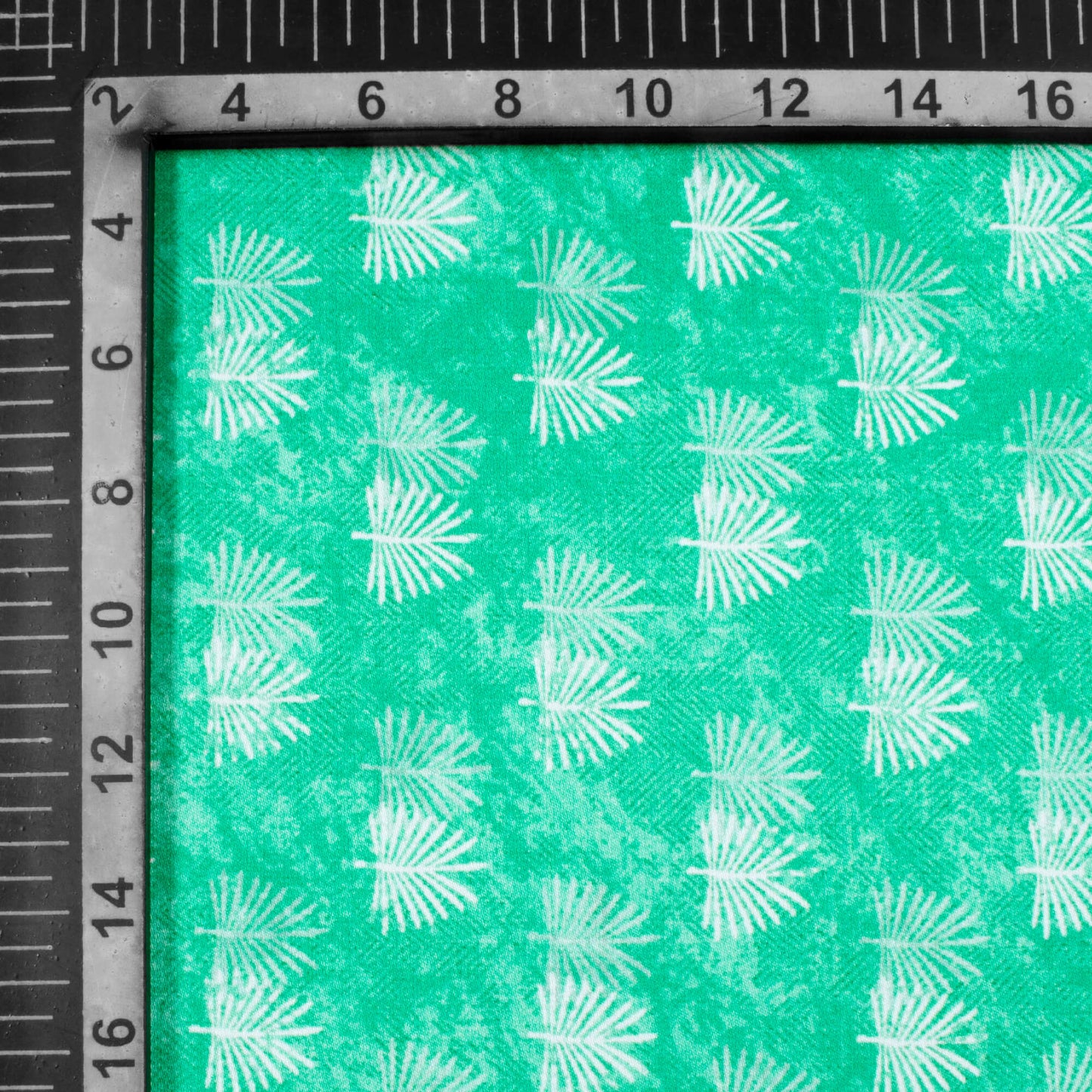 Jungle Green And White Leaf Pattern Digital Print Crepe Silk Fabric