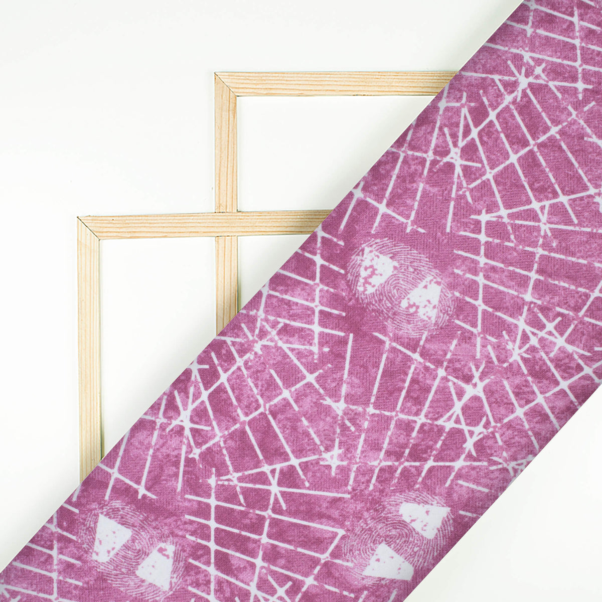 Byzantium Purple And White Abstract Pattern Digital Print Crepe Silk Fabric
