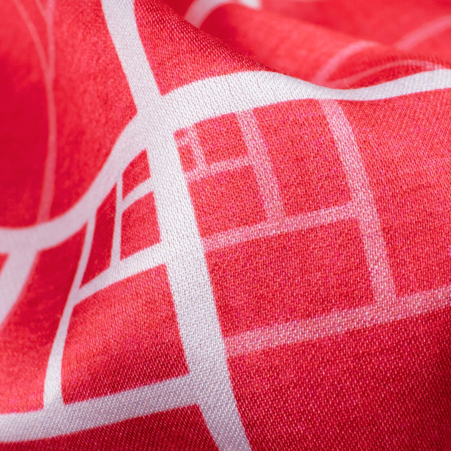 Cerise Pink And White Geometric Pattern Digital Print Crepe Silk Fabric